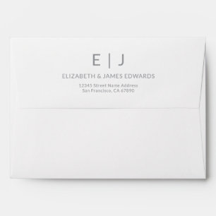 Enveloppe Gris Argent Moderne Initiales de Couple Personnali