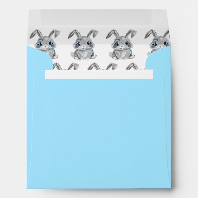 Enveloppe Gris Bunnies Pâques jardin d'enfants Garçons Carré (Dos (Bas))