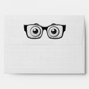 Enveloppe gris doux avec des globes oculaires et des lunette