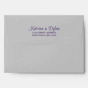 Enveloppe Gris, Faire-part de mariage pourpre