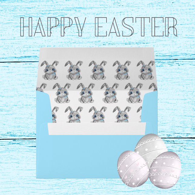 Enveloppe Gris lapins de Pâques Preschool Boys Carte Bleue (Créateur téléchargé)