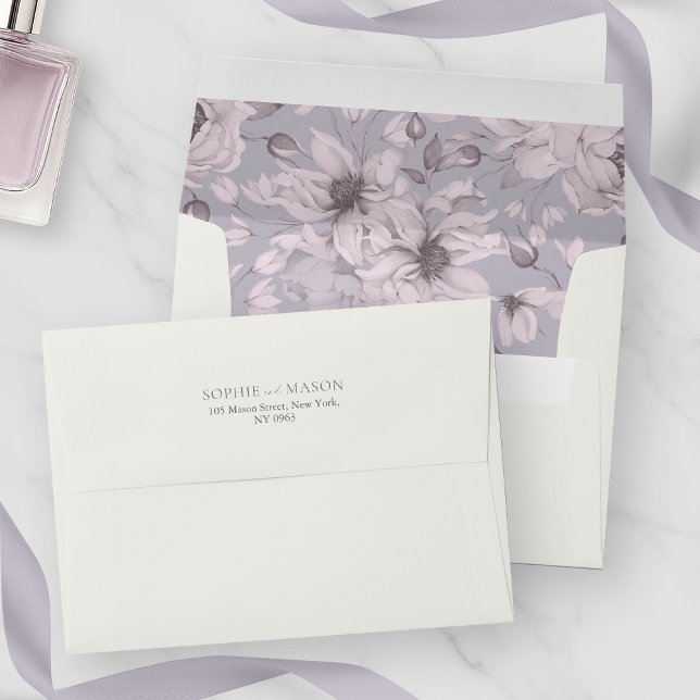 Enveloppe Gris Lavande Floral (Créateur téléchargé)