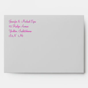 Enveloppe grise rose 1 de faire-part de mariage du