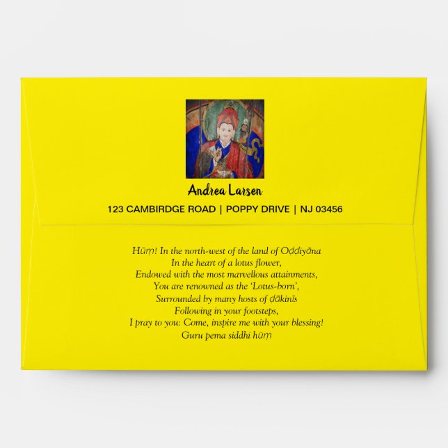 Enveloppe Guru Rinpoche, Padmasambhava Bouddha et ligne 7 (Dos (Haut rabat))