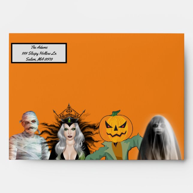Enveloppe Halloween Costume d'invitation fête pas trop effra (Devant)