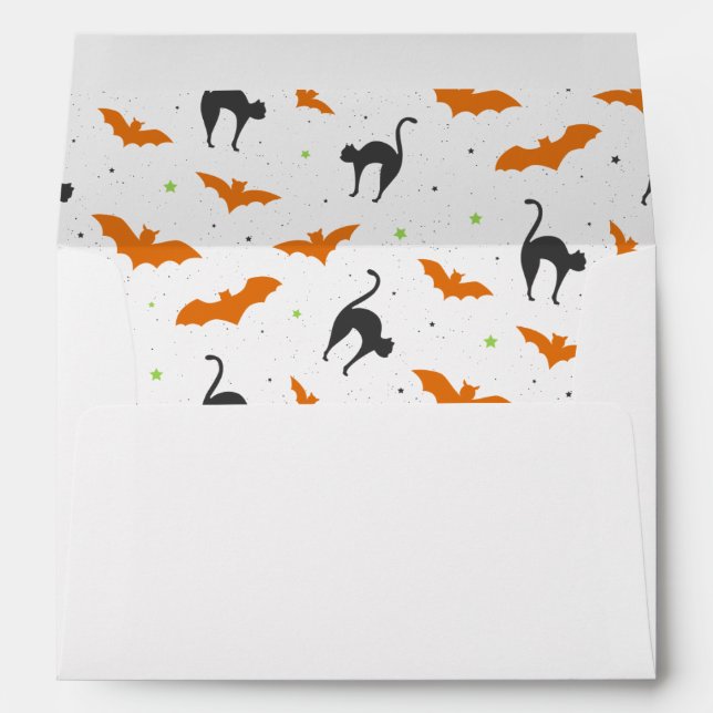 Enveloppe Halloween et chats (Dos (Bas))