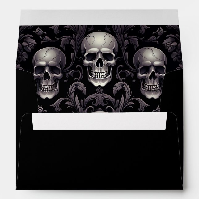 Enveloppe Halloween Gothic Skuls Adresse de retour (Dos (Bas))