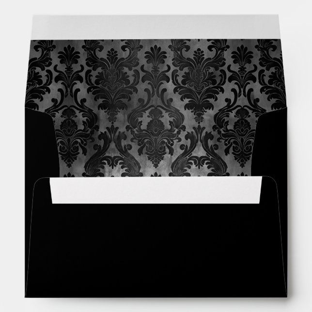 Enveloppe Halloween Gothique Damask Adresse de retour (Dos (Bas))