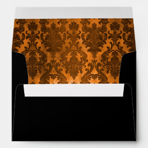 Enveloppe Halloween Gothique Damask Orange Adresse de retour