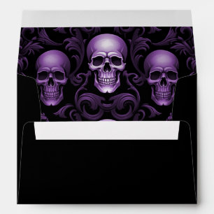 Enveloppe Halloween Gothique Skuls Purple Adresse de retour