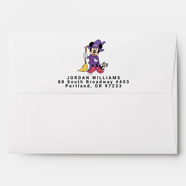 Enveloppe Halloween Minnie habillée en sorcière mignonne (Dos (Haut rabat))