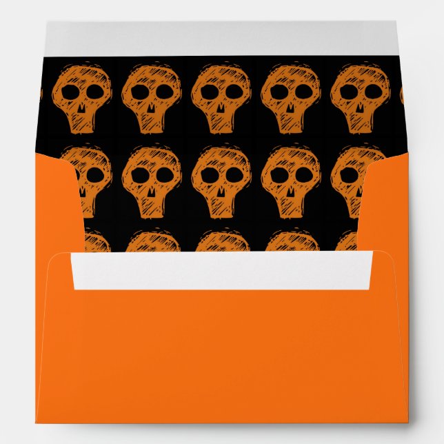 Enveloppe Halloween Orange Skull (Dos (Bas))
