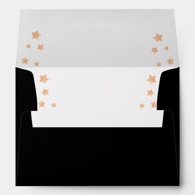 Enveloppe Halloween Orange Stars Noir (Dos (Bas))