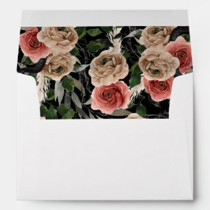 Enveloppe Halloween Rose & Noir Floral - Noir