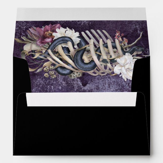 Enveloppe Halloween Serpent floral Mariage d'automne (Dos (Bas))