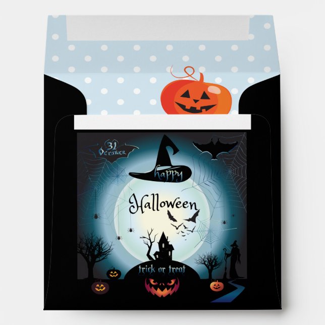 Enveloppe Halloween "Treat or Trick" Fun Cast (Dos (Bas))
