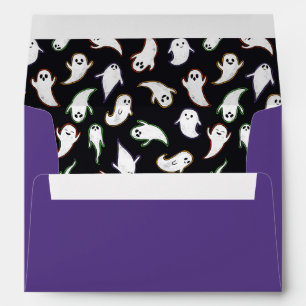 Enveloppe Halloween violet mou Fantômes lin