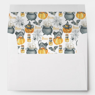 Enveloppe Halloween Whimsical Cauldron et Motif de chats