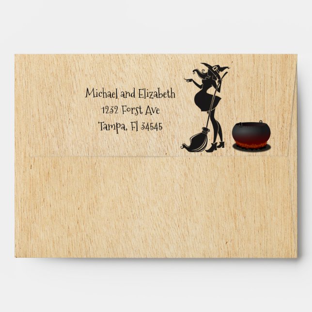 Enveloppe Halloween Witch Octobre Baby shower (Dos (Haut rabat))