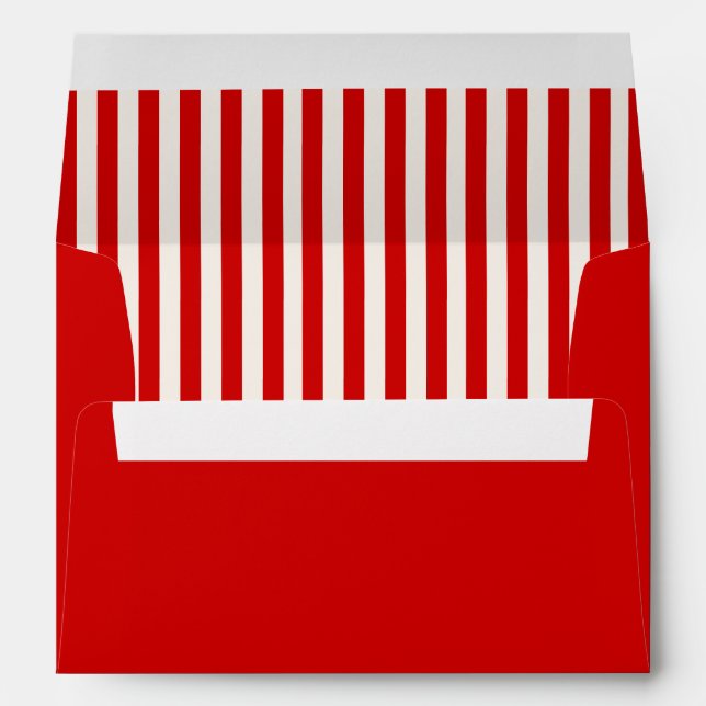 Enveloppe Hand Drawn Playful Bows Red Stripes Retro Wedding (Dos (Bas))