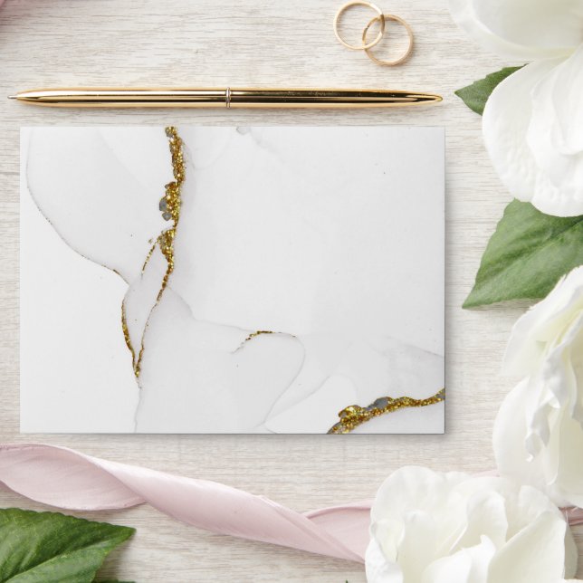 Enveloppe Handmade Alcohol Ink Gold Glitter Envelope (Wedding)