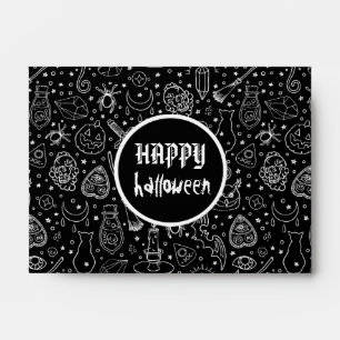 Enveloppe Happy Halloween Black Doodle Motif