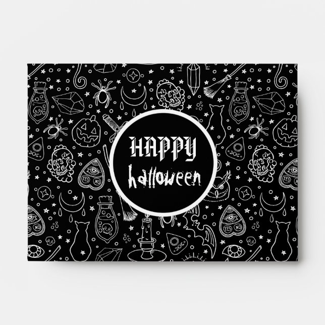 Enveloppe Happy Halloween Black Doodle Motif (Devant)