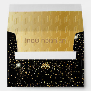 Enveloppe Happy Hanoukka Lights Festival Gold Luxury Décor