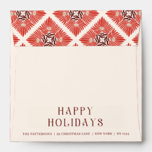 Enveloppe Happy Holidays Photo Modern Bold Rouge Floral