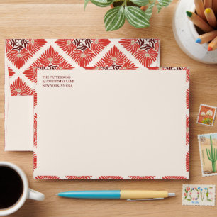 Enveloppe Happy Holidays Photo Modern Bold Rouge Floral