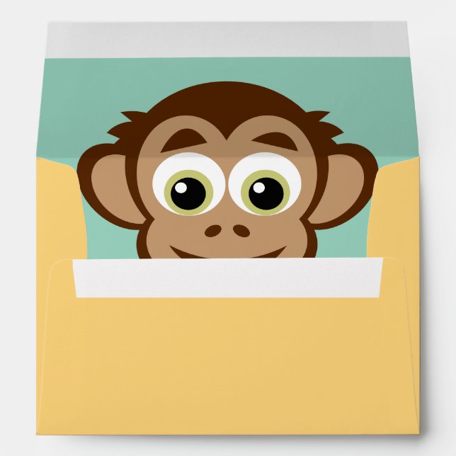 Enveloppe Happy monkey cartoon kid's Birthday party (Dos (Bas))