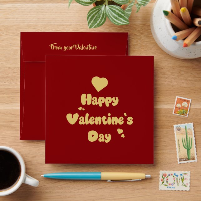 Enveloppe Happy Valentine's Day Hearts Cute Envelope (Desk)