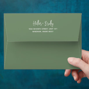 Enveloppe Heather Elegant Sage Green Minimal Mariage moderne