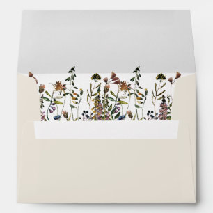 Enveloppe HEIDI Boho Aquarelle Fleur sauvage crème Beige