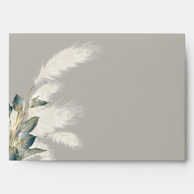 Enveloppe Herbe Smokey Turquoise Anthurium Pampas (Devant)
