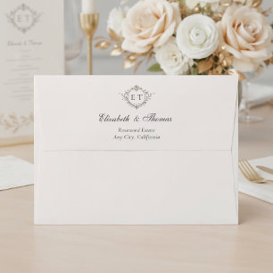 Enveloppe Heron Toile Mariage Country Monogram Français