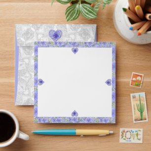 Enveloppe Hibiscus & dentelle BLEU