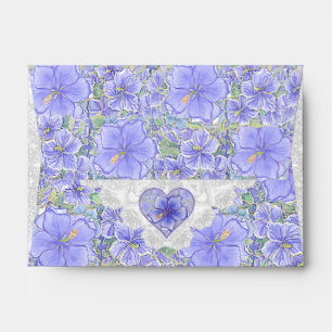 Enveloppe Hibiscus & dentelle BLEU