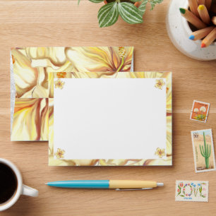Enveloppe Hibiscus & dentelle JAUNE