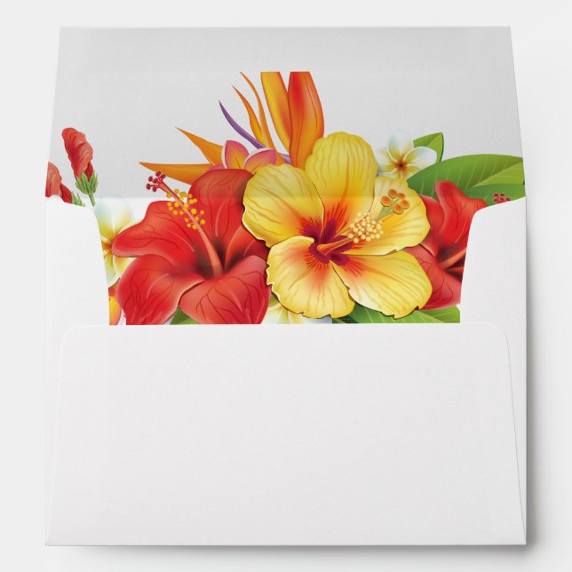 Enveloppe Hibiscus Élégant Tropical Floral (Dos (Bas))