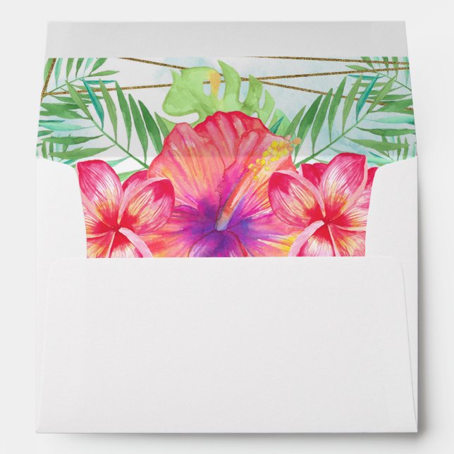 Enveloppe Hibiscus tropical Fleur d'aquarelle de plage Maria (Dos (Bas))