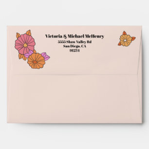 Enveloppe Hippie Flower Power rétro 60's 70's