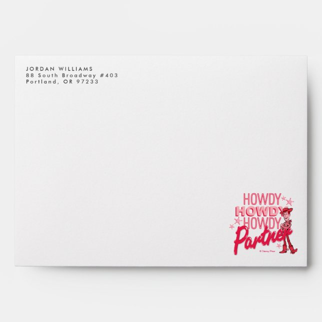 Enveloppe Histoire du jouet | Woody "Howdy Howdy Howdy Partn (Devant)