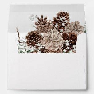 Enveloppe Hiver Blanc Floral & Pin 2