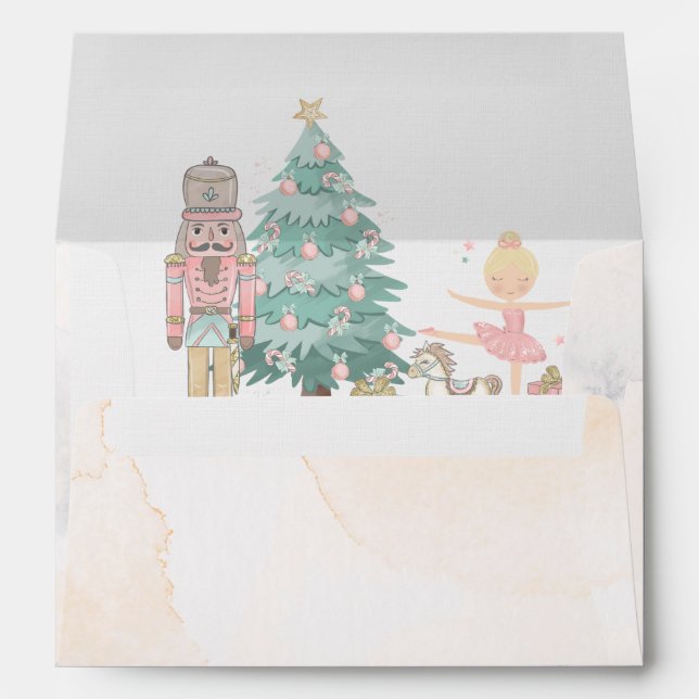 Enveloppe Hiver Joyeux Noël Nutcracker Ballet Watercolo (Dos (Bas))