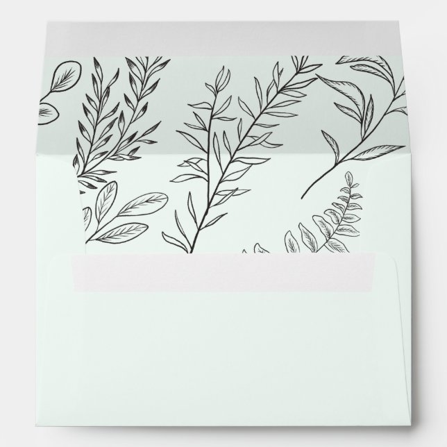 Enveloppe Hiver Sketted Botanical Mint Green Holiday (Dos (Bas))