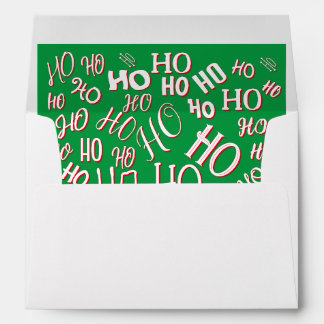 Enveloppe HO HO HO motif de texte de Noël blanc vert rouge