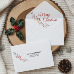 Enveloppe Holiday Berry Branch Christmas Party Envelope