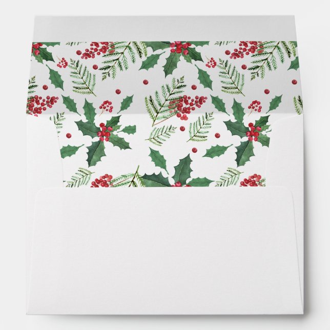 Enveloppe Holiday Holly & Berries (Dos (Bas))