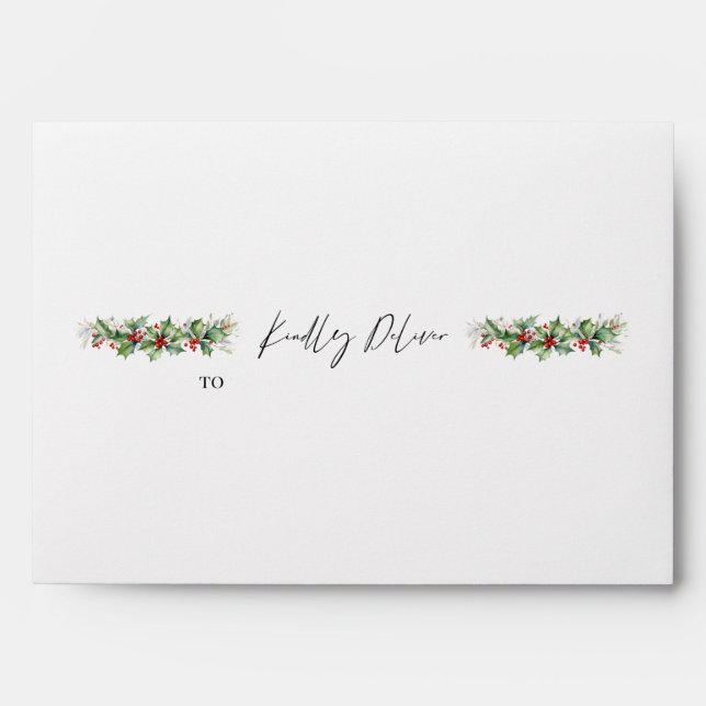 Enveloppe Holly Garland Design de Noël Kindly Livrer (Devant)